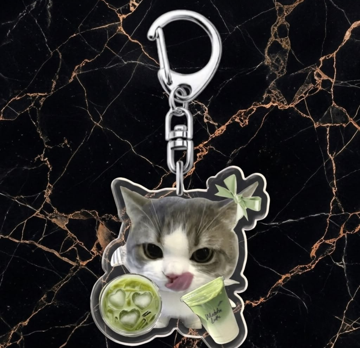 Llavero Gatito Matcha Latte