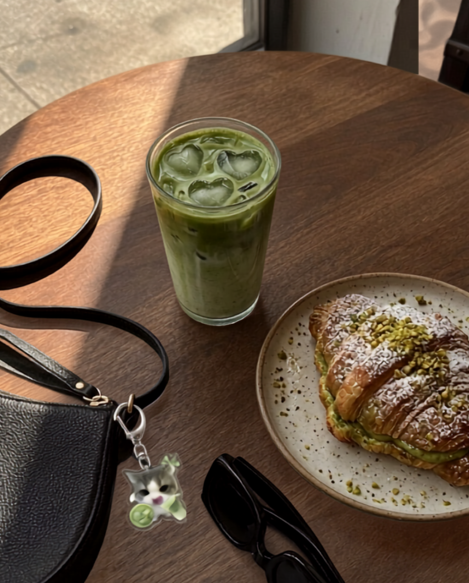 Llavero Gatito Matcha Latte